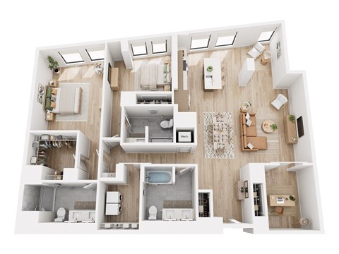 Floor plan for 3 beds, 2 baths, 1924 sqft